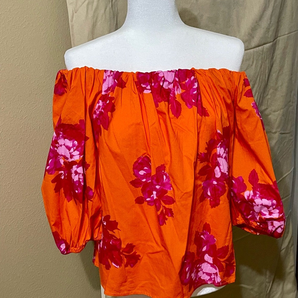 Summer Time Floral Off-Shoulder Orange Top